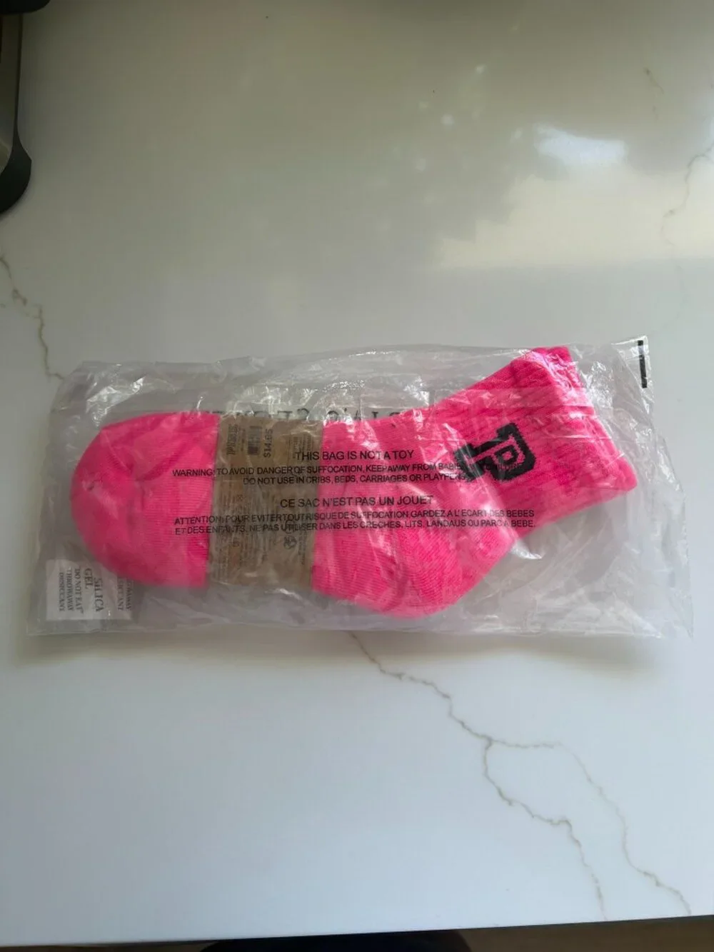 Victoria’s Secret PINK 2-Pack Quarter Crew Socks Neon Pink Heather Grey (OS) NWT